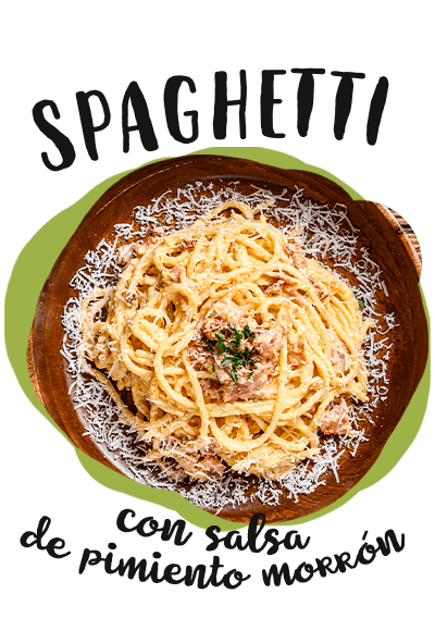 Spaghetti con salsa de pimiento y morron